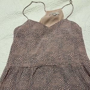 LOFT Pink Dotted Peplum Tank Top